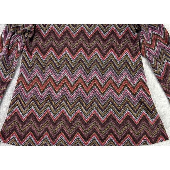 Rebecca Malone Women's XL Knit Blouse Zig Zag Pink Red Brown‎ Boho Colorful - Picture 3 of 7